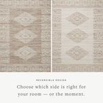 Side-by-side view of both reversible sides of Rivers Lilac/Ivory rug showing contrasting beige and ivory backgrounds