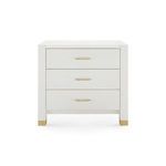 Front view of Camden 3-Drawer Side Table showcasing clean lines and gold-accented hardware