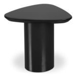 Eden accent table in black high gloss with rounded triangular top and oval pedestal base