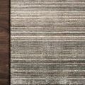 Bellamy Grey Rug close-up of corner on dark wood floor showing detailed weave and color variation in stripes