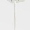 Top view of pendant mounting hardware with polished metal canopy and hanging rod