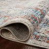 Rolled edge of vintage style rug showing underside weave and soft polypropylene pile