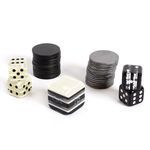 Side view of closed backgammon box showing lengthwise wood grain and smooth finish