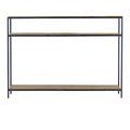 Back view highlighting the narrow depth and simple frame design of the Lathi Brass Console Table