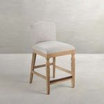 Gaston Upholstered Wooden Stool in rustic French Oak with Slipaway Sand cushioned seat and gently curved backrest