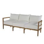 Santa Barbara Natural N-dura sofa shown from opposite diagonal angle with white cushions