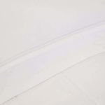 Close-up of soft white bamboo sateen fabric texture and folded edge stitching