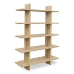 Casey bookcase shown from an angled side view highlighting wood grain texture and vertical support shape