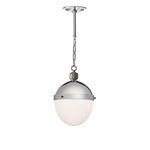 Otis Pendant shown illuminated with soft white glow from milk glass diffuser