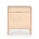 Rear view of filing cabinet with flat wood panel in white-washed mango