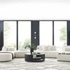 alternate full room setup with Nest Modular Sectional showing black coffee table and additional seating elements