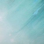 Close-up of canvas texture showing teal and aqua brush strokes