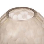Close-up of vase opening showing smooth rim and detailed glass texture in powder white