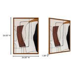 Front and angled dimension view of Voyager framed painting showing measurements 34 by 26 inches and 1.38 inch depth