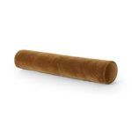 Long tobacco-toned bolster pillow in saturated wool velvet with smooth cylindrical shape