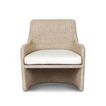 Blaire Outdoor Chair in beige woven texture with high back and white seat cushion