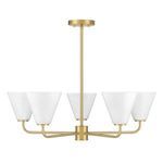 Blair chandelier shown with swirling strie glass shades facing downward