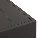 Close-up side view focusing on the smooth panel surface and base gap of the coffee table