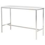 Full side angle showing the metal frame structure and support bars of Verona Bar Table