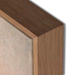 Close-up of corner of wooden frame with natural grain around Ocotillo painting