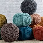 Product Image 3 for Spectrum Pouf Textured Blue Round Pouf from Jaipur 