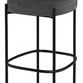 Modern Inna bar stool with backrest, charcoal gray polyester upholstery and slim black metal frame