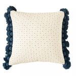 Product Image 5 for Embroidered Navy & Gold Cotton Woven Pillow With Tassels from Creative Co-Op