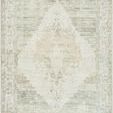 Luca Olive Machine Woven Rug with muted green and beige vintage medallion pattern and medium pile texture