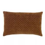 Rectangular bronze lumbar pillow with embroidered lattice pattern in cotton velvet
