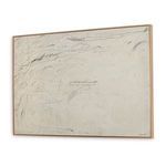 Painting angled to show depth and wood frame thickness with same abstract cream and pencil details