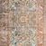 Runner rug with traditional motifs shown vertically from above on a white background