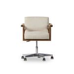 Rosie desk chair front view showcasing cushioned back and seat with oak frame and swivel base