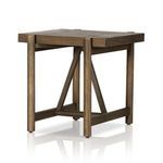 Identical to primary image showcasing square wood end table with triangle braces and exposed wood finish
