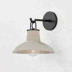 Pottersville Wall Sconce with beige glazed ceramic shade, black metal wall mount and exposed bulb