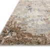 Close-up side angle showing thick, textured polypropylene and polyester pile with muted beige and brown hues
