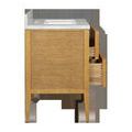Vanity angled to show both front and left texture details with polished nickel hardware