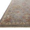 Close-up side angle of Giada Silver Multi Rug showing low pile texture and subtle fringe on an edge