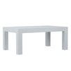 White Sanibel Coffee Table with classic Parsons silhouette wrapped in textured raffia