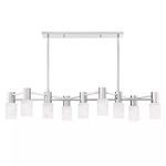 Centerport 9 Light Island Light with nine cylindrical frosted glass shades and brushed nickel finish
