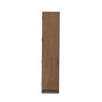 Side view of cabinet with smooth solid wood panels and block feet visible