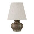 Piccolo Mini Table Lamp with off-white linen shade and pistachio green marble base.