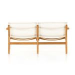Kaplan Wooden Outdoor Sofa from the backside showing white sling secured to frame