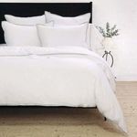 Twin-sized Langston Bamboo Sateen Duvet Set in soft seaglass green with smooth bamboo sateen texture