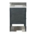 Side view of vanity displaying continuous vertical rattan texture on side panel