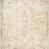 Light beige and olive vintage style area rug with distressed subtle pattern and a soft machine woven texture