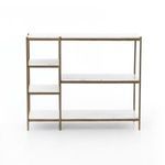 Clean front view with white marble and antique brass frame on white background