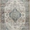 Bianca Ivory Ocean Rug with vintage-style medallion pattern in ivory, blue, and rust colors, rectangular shape
