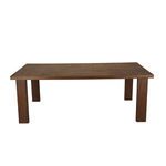 Front view of the table highlighting the tile pattern and squared legs