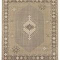 Hand-knotted Samsa rug with vintage Turkish-inspired motifs in a muted beige and gray palette