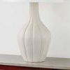 Close-up view of the ridged, gourd-shaped ceramic base with Misty Morning glaze texture